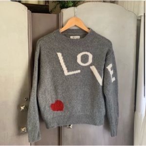 Lou & Grey for LOFT Sweater LOVE HEART Wool Blend